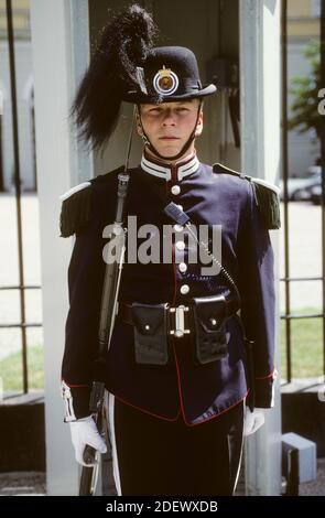 Sa Majesté la Garde des rois de Norvège à l'extérieur du Palais royal d'Oslo Banque D'Images