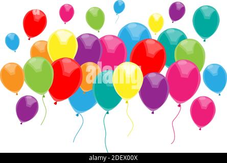 ballons multicolores sur fond blanc Illustration de Vecteur