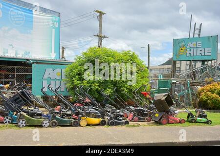 AUCKLAND, NOUVELLE-ZÉLANDE - 21 novembre 2020 : vue de la location d'Ace à Panmure offrant des tondeuses à gazon à louer Banque D'Images