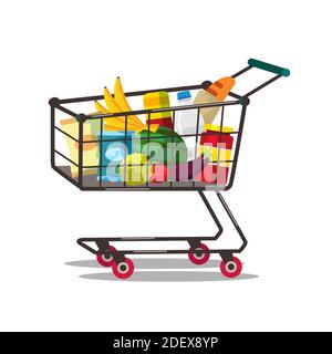 Panier avec illustrations vectorielles de produits isolées sur fond blanc Illustration de Vecteur