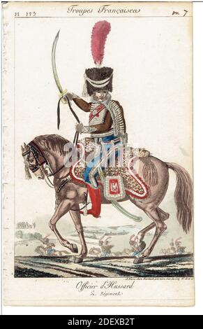 officier de la compagnie d'élite du 2e régiment de hussards sous l'Empire par Martinet, cavalerie légère française Premier Empire Banque D'Images