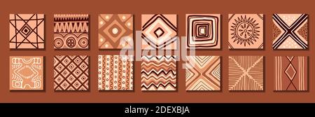 Ensemble élégant de carreaux, un design parfait pour toutes les utilisations. Style rétro tendance. Symbole décoratif. Belle couleur. Illustration de la nature. Décor tendance. Illustration de Vecteur