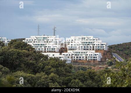 Complexe résidentiel d'appartements, la cala de Mijas, sud de l'Espagne. Banque D'Images