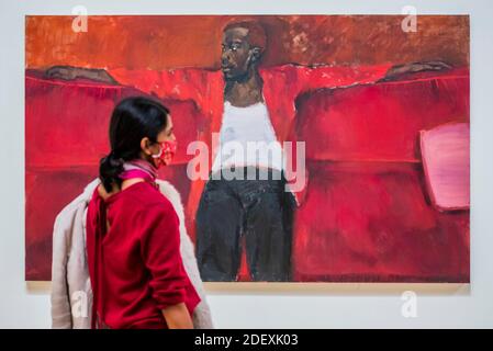 Londres, Royaume-Uni. 2 décembre 2020. Le ventriculaire 2018 - Lynette Yiadom-Boakye : volent en ligue avec la nuit à la Tate Britain, comme galeries rouvrent après le second verrouillage du coronavirus. La première grande exposition d'étude britannique de l'artiste britannique rassemble plus de 70 œuvres de l'un des peintres figuratifs les plus importants qui travaillent aujourd'hui, couvrant deux décennies et mettant en valeur leur capacité unique à concocter des sujets humains à partir d'une archive composite d'images trouvées et de son propre imagination. Crédit : Guy Bell/Alay Live News Banque D'Images