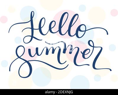 Lettrage à la main Bonjour été. Modèle pour carte, affiche, impression. Illustration de Vecteur