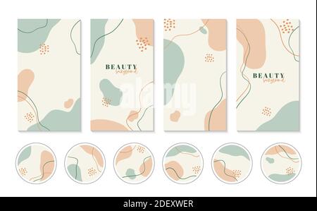 Ensemble d'histoires abstraites arrière-plans et icônes de mise en évidence pour instagram. Modèles de couverture minimale verticaux vectoriels Illustration de Vecteur