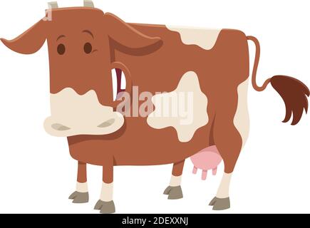 Illustration de dessin animé de caractère animal de ferme de vache à lait à pois heureux Illustration de Vecteur