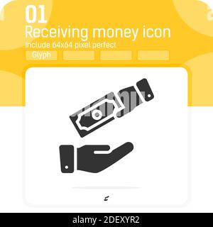 Icône de réception d'argent avec style plat isolé sur fond blanc. Illustration vectorielle symbole de transaction icône concept pour finance, ui, ux, web Illustration de Vecteur