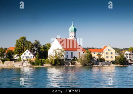 Église Saint-Georges, Wasserburg, lac de constance Bavière, Allemagne, Europe Banque D'Images