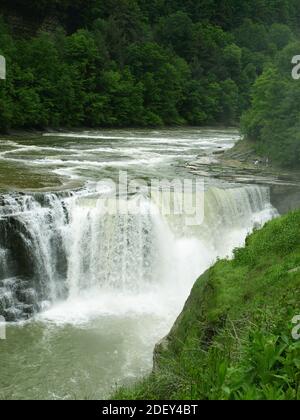 La rivière genesee s'écoule dans les chutes inférieures du parc d'État de Letchworth, dans le nord de l'État de New York, aux États-Unis Banque D'Images