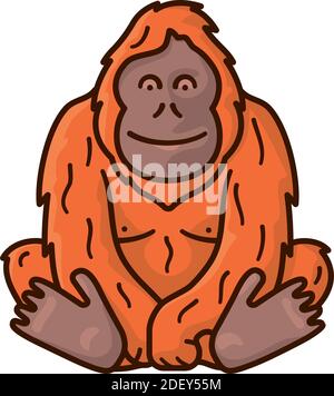 Illustration vectorielle isolée d'un singe Orangutan pour la journée Orangutan Le 19 août Illustration de Vecteur