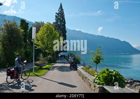 Suisse, Vaud, Waadt, Lac Léman, Genfer See, Lac Léman, Montreux, ville, Stadt, ville, les quais, les quais Banque D'Images