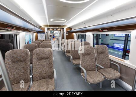 Beijing, Chine - 30 septembre 2019: Airport Express train Beijing Daxing MRT Metro en Chine. Banque D'Images