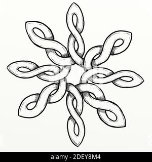 Nœud celtique conçu à la main en forme de rose stylisée. Ce nœud a été conçu à la main par l'artiste. Banque D'Images