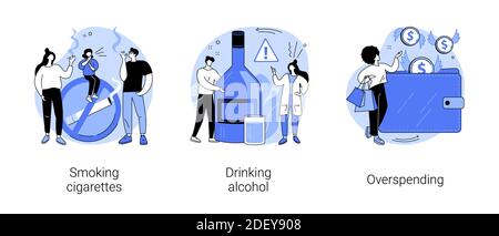 Les mauvaises habitudes abstraites concept vecteur illustrations. Illustration de Vecteur