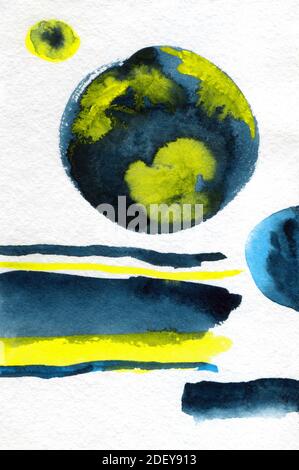 Aquarelle abstraite fond peint à la main Banque D'Images
