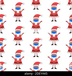 Motif de Noël sans coutures en forme de personnage dans le masque facial. Illustration de Vecteur