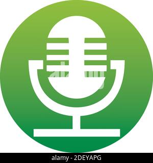 Icône de microphone vectoriel rétro dans un cercle dégradé vert isolé sur fond blanc. Icône d'un ensemble. Illustration de Vecteur