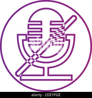 Microphone désactivé dans un style de ligne tendance isolé sur fond blanc. Symbole d'icône de désactivation du microphone pour la conception de votre site Web, logo de désactivation du microphone, application, interface utilisateur. Ven Illustration de Vecteur