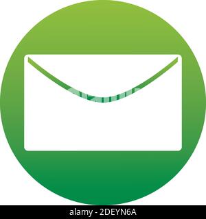 Icône enveloppe Mail, illustration vectorielle. Icône de style de conception plate d'un ensemble. Isolé sur fond blanc. Enveloppe dans un cercle dégradé vert. Illustration de Vecteur