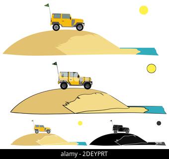 Voiture tout-terrain 4x4, Rio Grande do Norte, Brésil Illustration de Vecteur