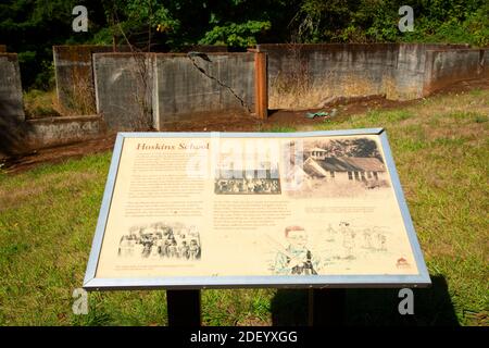 Conseil d'interprétation de l'école Hoskins, parc historique de fort Hoskins, comté de Benton, Oregon Banque D'Images
