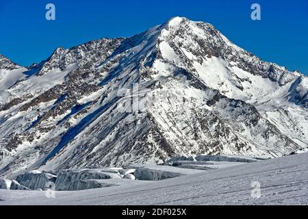 Le sommet des Weismies en hiver, Saas-Fee, Valais, Suisse Banque D'Images