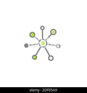 Icône de ligne de connexion réseau du concentrateur isolée sur blanc. Logo système ou technologie. Bouton serveur ou base de données centrale. Groupes connectés. Formule moléculaire Illustration de Vecteur