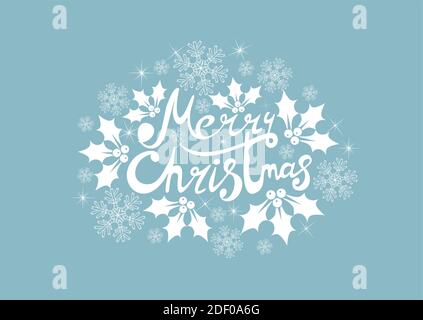 Texte Joyeux Noël. Texte blanc sur fond bleu clair. Illustration vectorielle Illustration de Vecteur