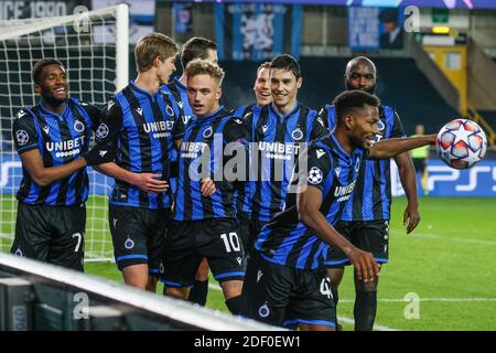 Noa Lang du Club célèbre après avoir obtenu son score lors d'un match de football entre le Belge Club Brugge KV et le russe FC Zenit Saint Petersburg, mercredi 02 décembre Banque D'Images