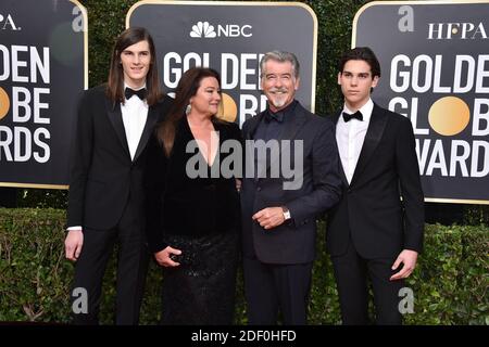 Dylan Brosnan, Keely Shaye Smith, Pierce Brosnan et Paris Brosnan assistent aux 77e Golden Globe Awards au Beverly Hilton, Los Angeles, CA, États-Unis, le 5 janvier 2020. Photo de Lionel Hahn/ABACAPRESS.COM Banque D'Images