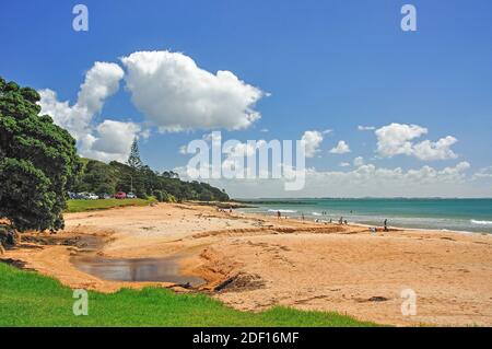 Vue sur la plage, la baie de câble, Taipa-Mangonui, sans aucun doute Bay, Northland, Nouvelle-Zélande Région Banque D'Images