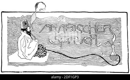 Affiche publicitaire. Peinture d'un artiste autrichien Julius Klinger. Illustration du 19e siècle. Allemagne. Arrière-plan blanc. Banque D'Images