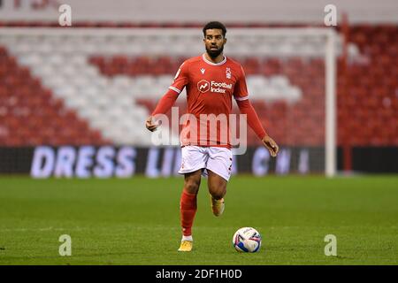 NOTTINGHAM, ANGLETERRE. 2 DÉCEMBRE Cyrus Christie de la forêt de Nottingham lors du match de championnat Sky Bet entre Nottingham Forest et Watford au City Ground, Nottingham, le mercredi 2 décembre 2020. (Credit: Jon Hobley | MI News) Credit: MI News & Sport /Alay Live News Banque D'Images