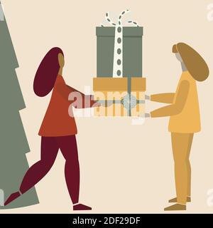 Joyeux Noël et Bonne Année. Motif lendemain de Noël. Illustration vectorielle pour l'affiche de vente et de shopping, carte de vacances. Illustration de Vecteur