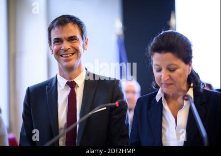 Ministre français de la Santé et de la solidarité désormais candidat à l'élection du maire de Paris en 2020 Agnes Buzyn lors de la cérémonie de transfert du pouvoir au ministre nouvellement nommé Olivier Veran au ministère de la Santé et de la solidarité à Paris le 17 février 2020.photo par Eliot Blondt/ABACAPRESS.COM Banque D'Images