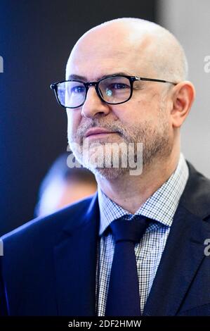 Le ministre français adjoint chargé de la réforme des pensions Laurent Pietraszewski au cours de la cérémonie de transfert du pouvoir au ministre nouvellement nommé Olivier Veran au ministère de la Santé et de la solidarité à Paris le 17 février 2020.photo par Eliot Blondt/ABACAPRESS.COM Banque D'Images