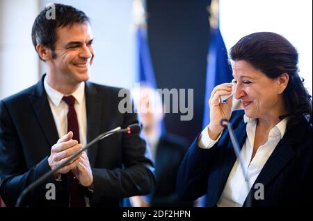 Ministre français de la Santé et de la solidarité désormais candidat à l'élection du maire de Paris en 2020 Agnes Buzyn lors de la cérémonie de transfert du pouvoir au ministre nouvellement nommé Olivier Veran au ministère de la Santé et de la solidarité à Paris le 17 février 2020.photo par Eliot Blondt/ABACAPRESS.COM Banque D'Images