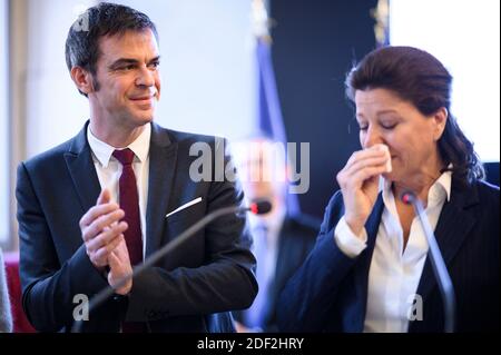 Ministre français de la Santé et de la solidarité désormais candidat à l'élection du maire de Paris en 2020 Agnes Buzyn lors de la cérémonie de transfert du pouvoir au ministre nouvellement nommé Olivier Veran au ministère de la Santé et de la solidarité à Paris le 17 février 2020.photo par Eliot Blondt/ABACAPRESS.COM Banque D'Images