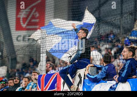 OM Supporters lors du match de football de la Ligue française Olympique de Marseille / FC Nantes au Vélodrome d'Orange, à Marseille, France, le 22 février 2020. Photo de Julien Poupart/ABACAPRESS.COM Banque D'Images