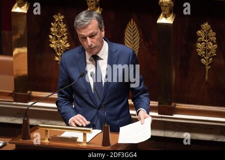 Le député Philippe Vigier prononce un discours à l'Assemblée nationale française le 3 mars 2020 à Paris, France. Photo de David Niviere/ABACAPRESS.COM Banque D'Images