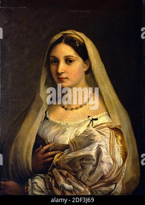 Portrait d'une femme appelée 'la Velata' par le maître italien de la Renaissance Raphaël exposé à l'exposition 'Raffaello' à la Scuderie del Quirinale à Rome, Italie, le 4 mars 2020. Rome accueille la plus grande exposition jamais consacrée à Raffaello Sanzio da Urbino, plus connu sous le nom de Raphaël, à l'occasion du 500e anniversaire de la mort de l'artiste et architecte de la haute Renaissance. L'exposition, intitulée Simply 'Raphaël', est prévue du 5 mars au 2 juin. Photo: Eric Vandeville/ABACAPRESS.COM Banque D'Images