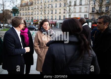 Paris LREM candidat mayonnaise Agnes Buzyn visite la région de Jaures dans le 19ème arrondissement de Paris le 9 mars 2020. Photo de Raphael Lafargue/ABACAPRESS.COM Banque D'Images