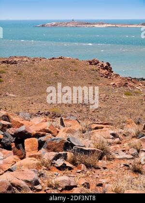 Jarman Island et phare de Reader Head, Cosaque, Pilbara, Australie occidentale Banque D'Images