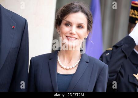 La reine Letizia d'Espagne pose au Palais présidentiel de l'Elysée le 11 mars 2020 à Paris, France. Le roi Felipe d'Espagne et sa femme la reine Letizia d'Espagne sont en visite officielle en France. Photo de David Niviere/ABACAPRESS.COM Banque D'Images