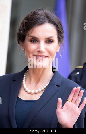 La reine Letizia d'Espagne pose au Palais présidentiel de l'Elysée le 11 mars 2020 à Paris, France. Le roi Felipe d'Espagne et sa femme la reine Letizia d'Espagne sont en visite officielle en France. Photo de David Niviere/ABACAPRESS.COM Banque D'Images