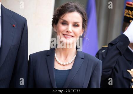 La reine Letizia d'Espagne pose au Palais présidentiel de l'Elysée le 11 mars 2020 à Paris, France. Le roi Felipe d'Espagne et sa femme la reine Letizia d'Espagne sont en visite officielle en France. Photo de David Niviere/ABACAPRESS.COM Banque D'Images