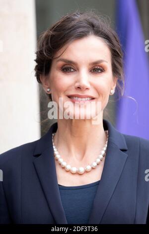 La reine Letizia d'Espagne pose au Palais présidentiel de l'Elysée le 11 mars 2020 à Paris, France. Le roi Felipe d'Espagne et sa femme la reine Letizia d'Espagne sont en visite officielle en France. Photo de David Niviere/ABACAPRESS.COM Banque D'Images