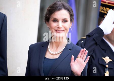 La reine Letizia d'Espagne pose au Palais présidentiel de l'Elysée le 11 mars 2020 à Paris, France. Le roi Felipe d'Espagne et sa femme la reine Letizia d'Espagne sont en visite officielle en France. Photo de David Niviere/ABACAPRESS.COM Banque D'Images