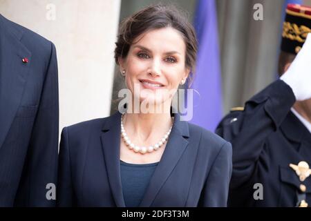 La reine Letizia d'Espagne pose au Palais présidentiel de l'Elysée le 11 mars 2020 à Paris, France. Le roi Felipe d'Espagne et sa femme la reine Letizia d'Espagne sont en visite officielle en France. Photo de David Niviere/ABACAPRESS.COM Banque D'Images